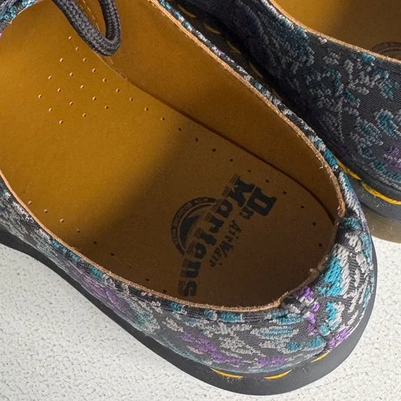Dr. Martens 1461 Floral Jacquard Black Purple Mens Sz 7 or Women sz 9 NWOB - Picture 6 of 13